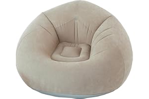 ED ENJOY HOME Fauteuil d'extérieur Gonflable, 100x100 cm, Beige Naturel, 100% PVC Flocké, Collection Jardin Costa