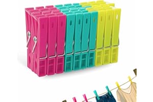 TECHZOCO Pinzas para Tender, Pinza de Ropa, Pinzas para canasto, Plástico Resistentes, aptas para Interior y Exterior, Longitud de 7 cm, Plástico, Incluye 20 Unidades Multicolor