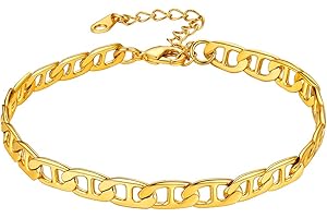 U7 Señoras Niñas Tobillera Pulsera Ancla Cadena/Curb Cadena/Cadena de Cigarros/Cadena de Trigo/Cordón Tobillera Playa de Verano Clásico Tobilleras Joyería de Pie Bisutería para el Día de San Valentín