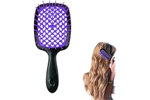 Kinretixia® Haarbürste zum Entwirren – Haarbürste zum Entwirren, Entwirrungsbürste, Entwirrungsbürste für lockiges Haar, Entwirrungsbürste (schwarz lila)