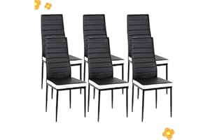 LANTUS Lot de 6 Chaises de Salle à Manger,SGS Tested, chaises de Salle a Manger, Siege Rembourre Epais, Chaises pour Salle a Manger, Chaises de Salle a Manger Moderne,6 PC (Noir + Blanc)