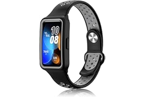 PaceBid Pasek do Huawei Band 8, silikonowy, sportowy, wodoszczelny, oddychający, dla kobiet i mężczyzn, czarny + szary