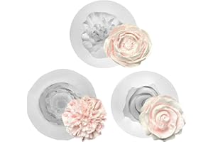 JOYIAL 3 Stück 3D Silikonform Blumen, Rosen Nelke Pfingstrose Silikonformen, Blumen Kerzenform Gießformen Kerzen für die Herstellung von handgefertigten Duftkerzen, Seifen, Gips Harzhandwerk