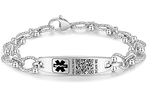 Theluckytag Medical Alert Necklace for Men Women- 19'' Medical Necklace Engraved QR Code Medical ID Necklace - More Space Custom Online Emergency Medical Info