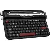 Coverzone Kablosuz Bluetooth & 2.4G &Ccedil;ift Modlu Retro Daktilo Tasarımlı Klavye &ndash; Yuvarlak Tuşlu, Tablet & Telefon Standlı, Erg