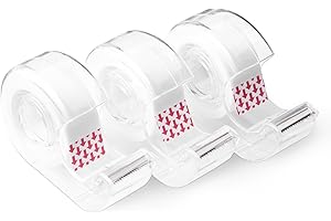 Amazon Basics Ruban Adhésif à Finition Mate avec Dévidoir, Ruban Invisible, 19mm x 7,6m, Lot de 3, Transparent