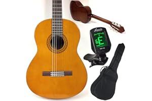 Yamaha Guitare Classique C40 - Naturel - Coffret de Débutant avec Accordeur LED, Housse, Sangle et Médiators - Idéal pour les Débutants