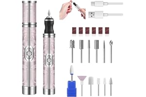 KUKUPOW Ponceuse pour Ongles Professionnelle, 20000 tr/min, Réglable Puissante et Portable pour Salon et Maison, Fraise à Ongles, avec 12 têtes de Broyage