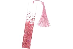 KAREERAN Glitter Bookmarks for Women, Resin Bookmark with Colorful Tassels, Transparent Page Reading Marker Gifts for Readers Teachers Students Graduation Birthday Anniversary Valentines Day