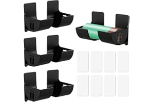 Eulihent 4 Pairs Bin Bag Holder Self-Adhesive Foil Holder Wall Mounted Plastic bag Holders Cupboard Door Storage Organiser No Punching Garbage Bag Dispenser for Tin Foil,Cling Film,Trash (Black)