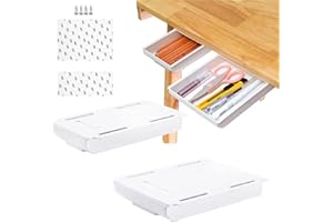 xianzhanEU, 2 cassetti autoadesivi da incasso, per ufficio, casa, scuola, con adesivi e viti, 2 misure