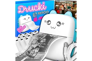 Retoo Mini-skrivare med 11 rullar skrivarpapper, mobil fotoskrivare, bärbar minifotoskrivare, trådlös fotoskrivare, termoskrivare, Bluetooth-skrivare för lista journal