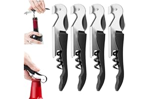 JCSJK 4pcs Limonadier Sommelier Professionnel Tire Bouchon Vec DéCapsuleur et Coupe-Capsule Convient à Tous Les Types de Bouchons et de Bouteilles de BièRe (Noir)