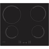 Candy Idea CH64CCB 4U2 4 Fire Ceramic Hob, 60 cm, 10 Power Levels, 6.5 KW, Central Controllers, Heat Indicator, Safety Lock,