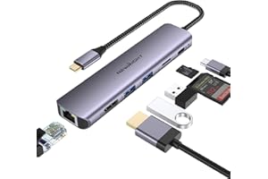Newmight USB C Hub mit Ethernet,7 in 1 Typ C Adapter mit 4K HDIM, 2 USB 3.0, 1G Ethernet, 100W PD Port, SD/TF Kartenleser, für iPhone 15/MacBook/iPad/Dell/HP und Mehr