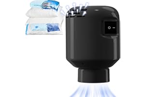 Kissleaf Portable Vacuum Storage Bags Electric Pump Space Saver Compression Pack Suction Pump Vacuum Pack Bags Air Pump for Clothes Duvets Blanket，Black