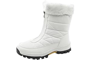 BUZKIK Barfußschuhe Damen Winterschuhe Stiefel Winter Wasserdicht Fellstiefel Breite Füße Anti-Rutsch Damen Stiefeletten Warm Profilsohle Stiefel Winterschuhe Winterstiefel