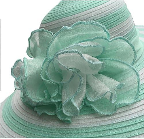 TOYUN Big Canopy Hat Sun Hat Classic Stripes European Root Yarn Flowers , white green