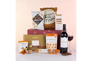 THE BOX OF INDULGENCE HAMPER - Virginia Hayward, Food and Wine Gift Hamper with Red Wine, Free UK Next Day Del