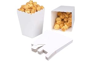 CC wonderland zone 24 Stück Popcorn Tüten Weiß,Popcorn Boxen Klein,Mini Popcorn Behälter,Popcorn Kästen Weiss aus Papier für Partys