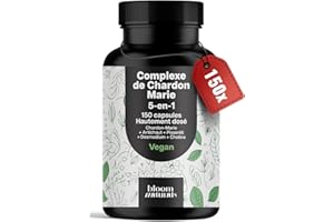 BLOOM NATURALS BEAUTY SUPPLEMENTS Detox Foie 5-en-1 – 150 Capsules – Chardon-Marie, Artichaut, Pissenlit, Desmodium, Choline – Vegan – Fabriqué en Allemagne