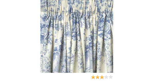 Toile De Jouy Ready Made Curtains Blue 66 X 54 Amazon Co Uk