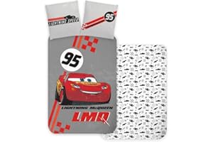 BRANDMAC Disney Cars Baby or Junior Bedding Set, Reversible Duvet Cover 100 x 135 cm + Pillowcase 40 x 60 cm, 100% Cotton