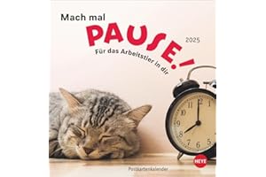Mach mal Pause Postkartenkalender 2025 - Für das Arbeitstier in dir: Kleiner Tierkalender mit lustigen Sprüchen rund um Büro und Arbeit. Kalender zum ... und Versenden. (Postkartenkalender Heye)