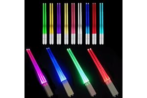 JEONDFG 4 pares de palillos luminosos, palillos con luz LED, palillos con forma de sable de luz, ligeros y portátiles con 9 modos de color, sin BPA, palillos luminosos reutilizables para la cena de cocina