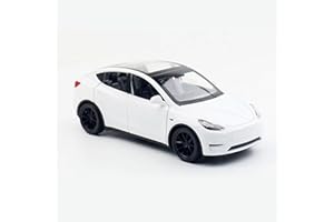 MODVKVK Tesla Model Y 1:32 Modellauto, Spielzeugauto mit Licht & Musik, Zurückziehfunktion, Legierungsdruckguss, Ideal für Kinder ab 3 Jahren & Sammler (Weiß)