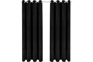 WELTRXE Zasłony zaciemniające, nieprzejrzyste zasłony na przelotkach, izolacja akustyczna, zestaw 2 sztuk, do sypialni, salonu, wys. 244 x szer. 137 cm, czarne