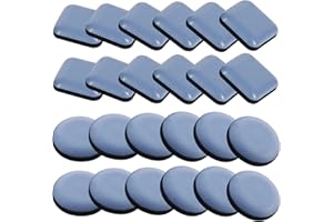 Dalephoric Scivoli per Mobili, 24 Pezzi Scivoli Mobili PTFE Teflon, Piedini per Mobili Autoadesivo in Teflon, Cursori per Spostare Mobili Pesanti, per Sedie, Tavoli(12 Rotondi e 12 Quadrato, 20X20mm)