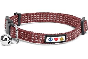 Pawtitas Collar para Gato Ajustable Collar Gato Reflectante Hebilla De Seguridad Collar De Gato con Campana Desmontable Collar Gato Cafe