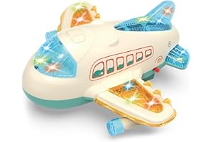 Ynybusi Toddler Airplane Toy, Electric Plane with LED Lights & Music, Sensory & Educational Toy for 1 2 3 4+ Year Old Boys Girls Kids Birthday Festive Gift