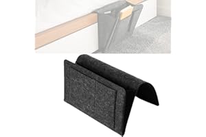 TRABAG Betttasche Organizer - Dicke Filz Betttasche zum Einhängen, Anti-Rutsch Bettorganizer Einhängen bedside organizer für Handy, iPad, Kindle, e-Reader, Laptop, Brille, Buch, Fernbedienung(Schwarz)