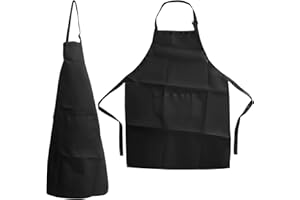 EASYKEENECOM 2 Stück Kochschürze Kinder,Kinderschürze, Schürze Kinder, Kinder Kochschürze Grillschürze Kinder Jungen Malkittel Kinder für Jungen und Mädchen Beim Kochen, Malen, Grillen (Schwarz)