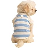 monopetz%100 Pamuk Kedi ve K&ouml;pek Kıyafeti Mavi Beyaz &Ccedil;izgili Basic T Shirt XL