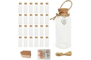 LOYONAL Miniglasflaskor med kork, 24 st 30 ml små glasburkar med korklock, bröllopsflaskor, små hantverksflaskor, önskeburk