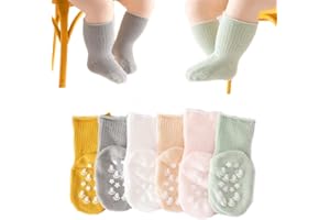 SE 6 Pares de Calcetines Antideslizantes Bebé|Calcetines Antideslizantes de Algodón para Niño Niña