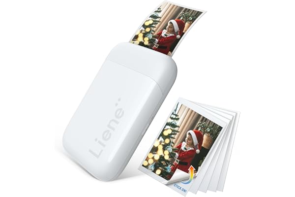 Liene 2x3Impresora Mini Foto Pequeña Impresora Fotos para iPhone con Bluetooth 5.0, Compatible para iOS & Android, 5 Hojas Zink Adhesivas