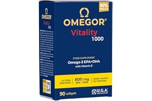 OMEGOR Omega 3 IFOS 5 Stelle 90 cps - Olio di Pesce Omega 3 1000mg - Ricco di EPA e DHA - Senza Retrogusto, Facile da Digerire, Privo di Metalli Pesanti