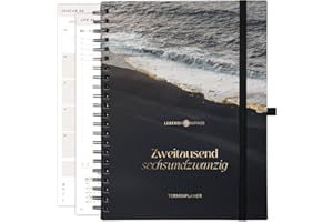 ‎LEBENSKOMPASS Lebenskompass® Ringbuch Kalender 2026 Buchkalender A5 "BAY" - Schöner Wochenkalender & Terminplaner 2026 - stabiles Hardcover - Taschenkalender 2026 - Buchkalender A5 + Viele Extras