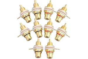 BQLZR Confezione da 10 Placcato oro RCA Jack Panel Mount Chassis Socket 3/8 "Foro di montaggio