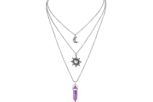 GlamRays Gotiskt solmåne halsband för kvinnor, kristallhänge halsband, Y2k tillbehör, överlappande månhalsband för kvinnor, f