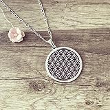 kette lang silber blau  Lange Kette Blume des Lebens Silber, tree of life/vintage/ethno/hippie/must have/statement/florabella schmuck/Flower/ornament/unendlichkeit/kraft/