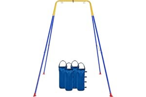 FUNLIO Supporto Pieghevole per Altalena per Bambini con 4 Sacchi di Sabbia, Supporto per Sedie a Hammock in Metallo per Interni/Esterni, Adatto per la Maggior Parte Delle Altalene/Amaca per Bambini