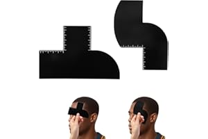 BOXOB 2pcs Enhancement Card for Barbers, Reusable Hairline Shape Up Line Up Tool with Measurement Indicator Beard Guide Template for Hair Barber Accessories (T + S Shape)