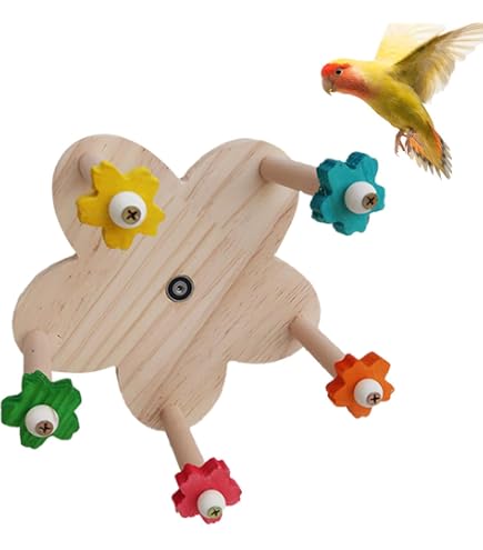 Papageien-Spielzeug Mit 360° Drehbarer Sitzstange – Holz Spielrad Für Kleine & Mittlere Vögel