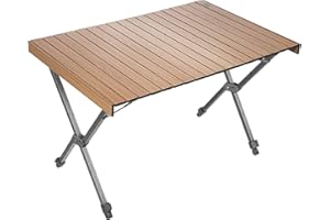 TIMBER RIDGE Campingtisch Klappbar Höhenverstellbar Klapptisch Camping Falttisch Tragbar Aluminium mit Tasche für Picknick Kochen Garten Wandern Reisen 108x71cm - Braun