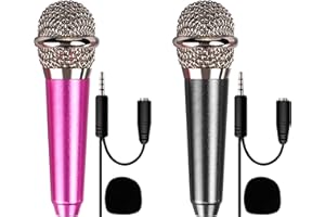 TIMJJG 2 stück Minimikrofone, Minimikrofone zum Singen auf Mobiltelefonen, kleine Karaoke-Mikrofone, tragbare kabelgebundene Mikrofone, Minimikrofone für Mobiltelefone und Laptops